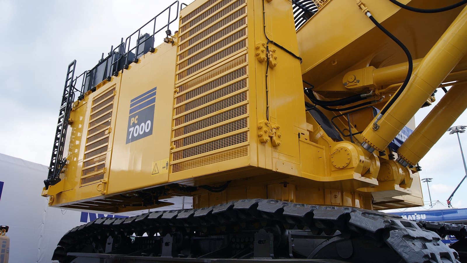 Close-up of a Komatsu machine — genuine and OEM parts, export from Dubai.