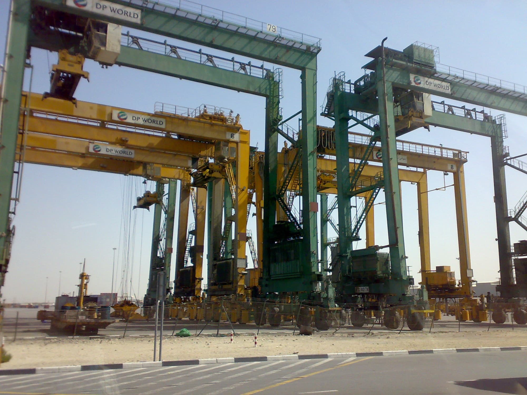 Container gantry cranes lined up at the Jebel Ali port terminal in Dubai.